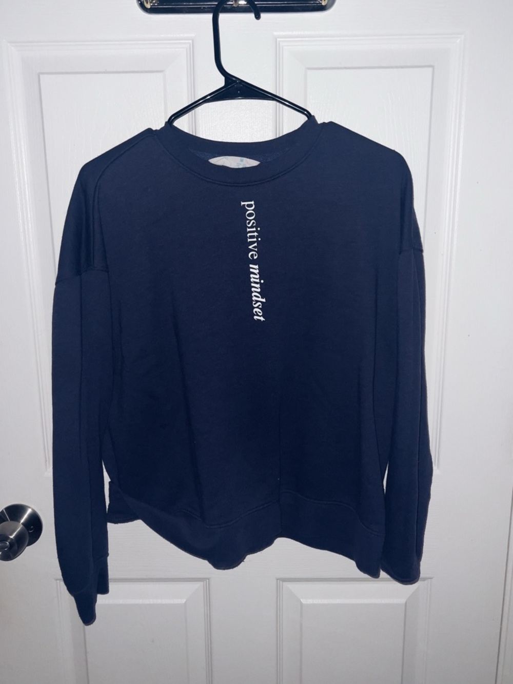 Primark Navy Crewneck Sweater with "positive mindset" Text